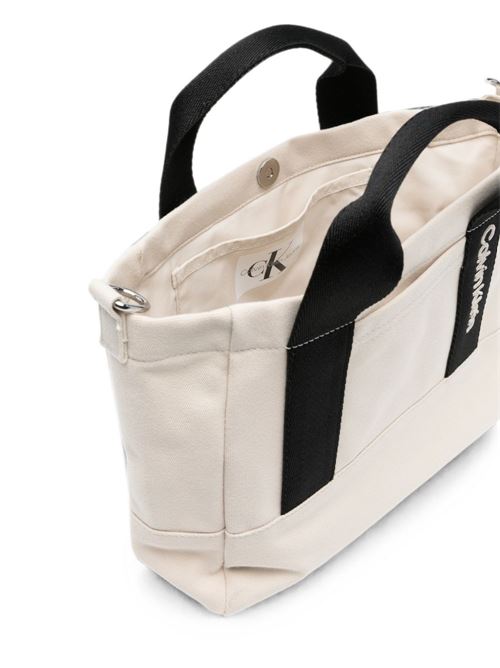 Borsa crossbody bambina Calvin Klein oatmeal color block con logo Calvin Klein Kids | IU0IU00697PDV